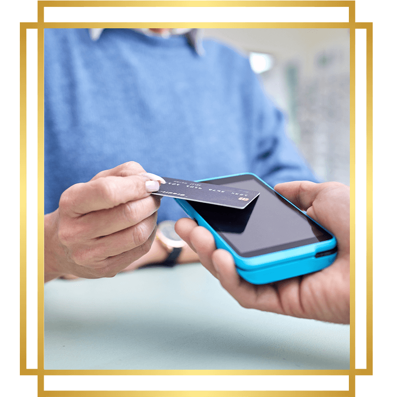 person touching to pay