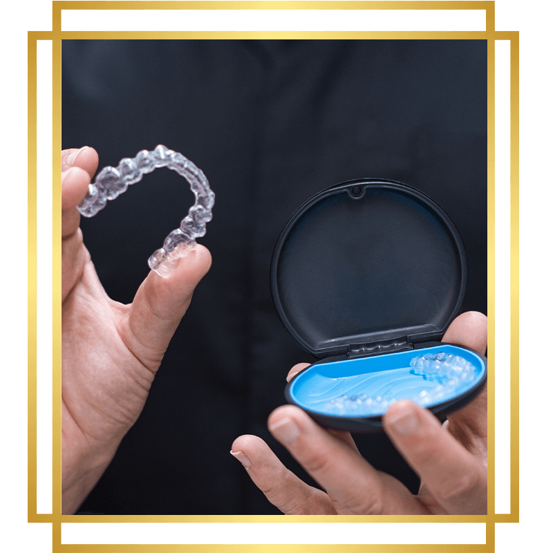 close up of invisliagn retainer