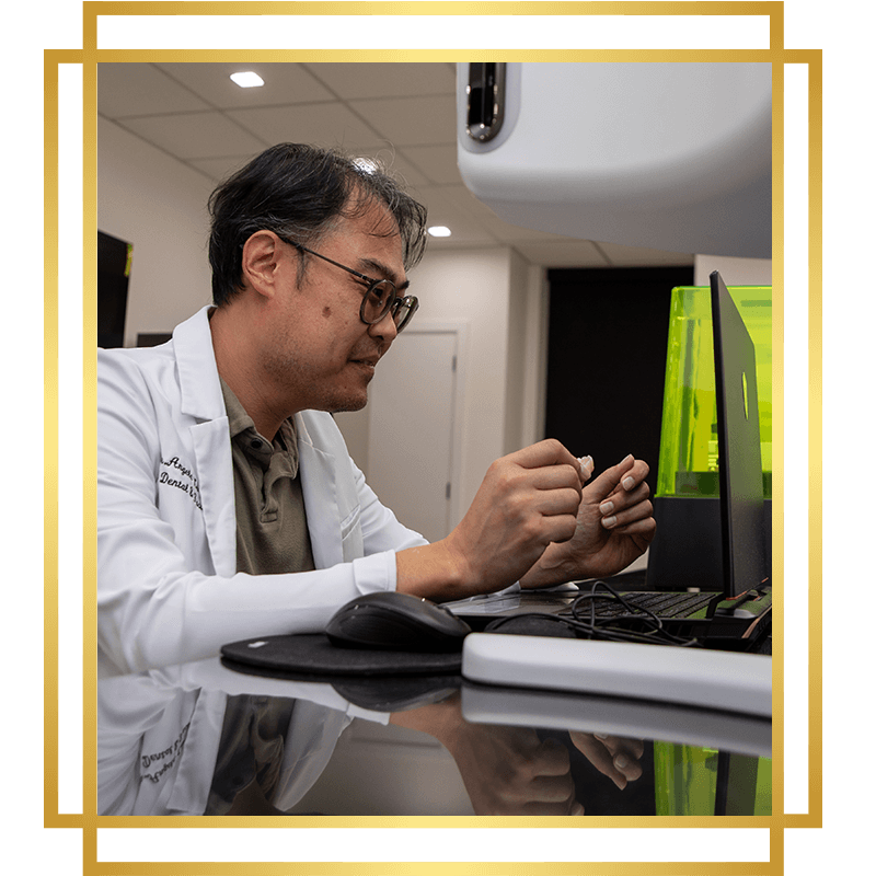 lab tech with 3d printer