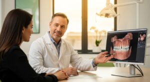 Dental consultation with advanced technology in modern clinic